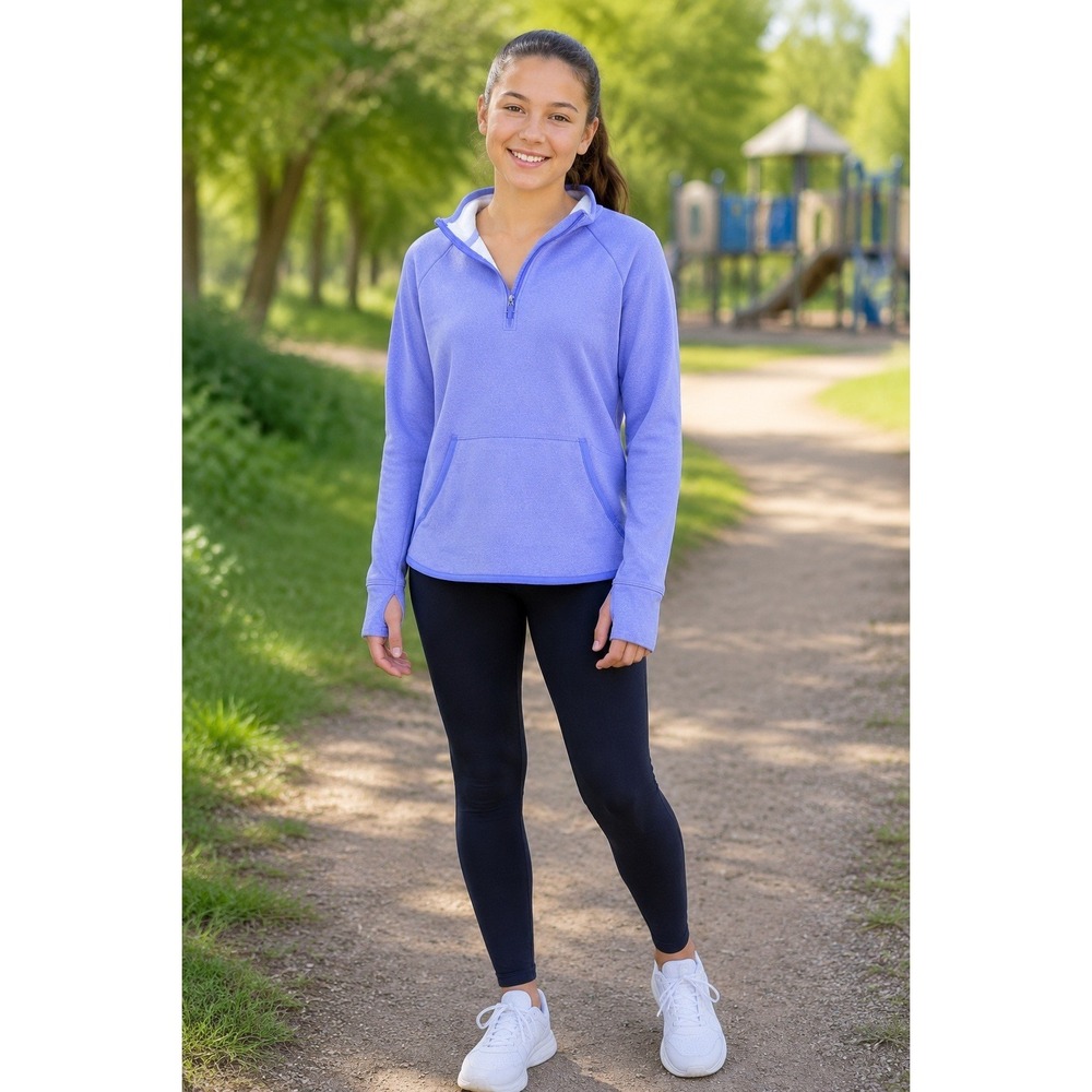Athleta Girl Plush Crush Fleece Half Zip Pullover Purple Heather Jacket XXL 16